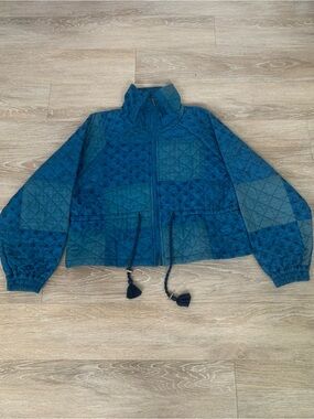 Cleobella Quilted Patchwork Lightweight Jacket Indigo Womens Size S